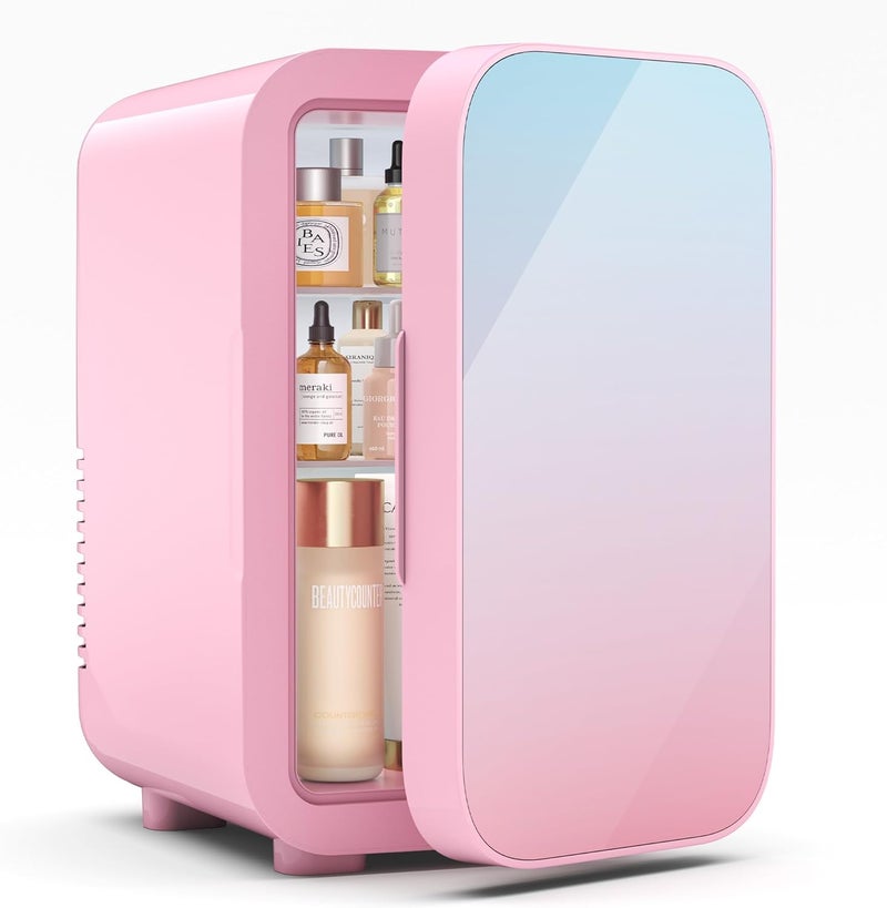 BEICHEN Mini Fridge,6 Liter/8 Can New Upgraded Skincare Fridge,110V AC/DC Portable Thermoelectric Cooler & Warmer for Skin Care, Cosmetics, Beverage, Food,Great for Bedroom,Office,Dorm(Pink) - Image 1